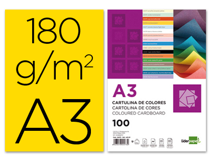 100h. cartulina Liderpapel A3 180g/m² amarillo